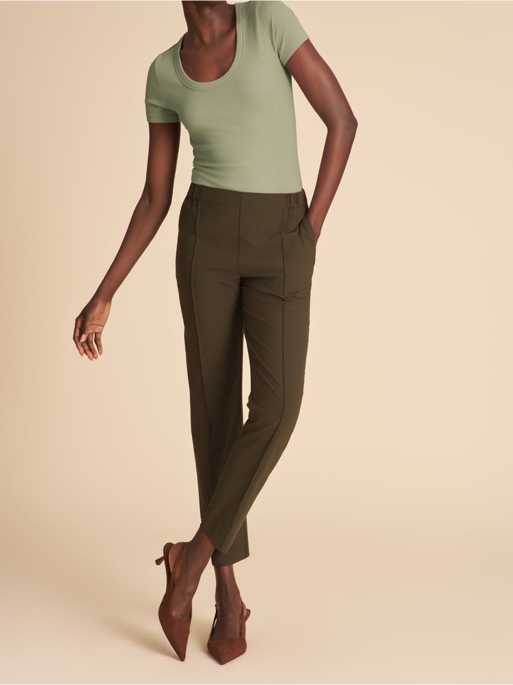 MM Lafleur Colby Travel Pant OrigamiTech Olive Green Trousers Size 4